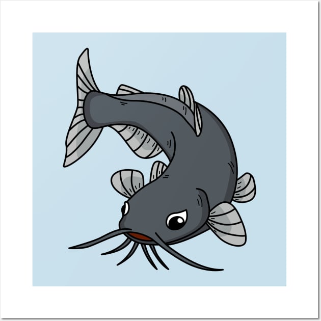 Cute catfish cartoon illustration Wall Art by Cartoons of fun